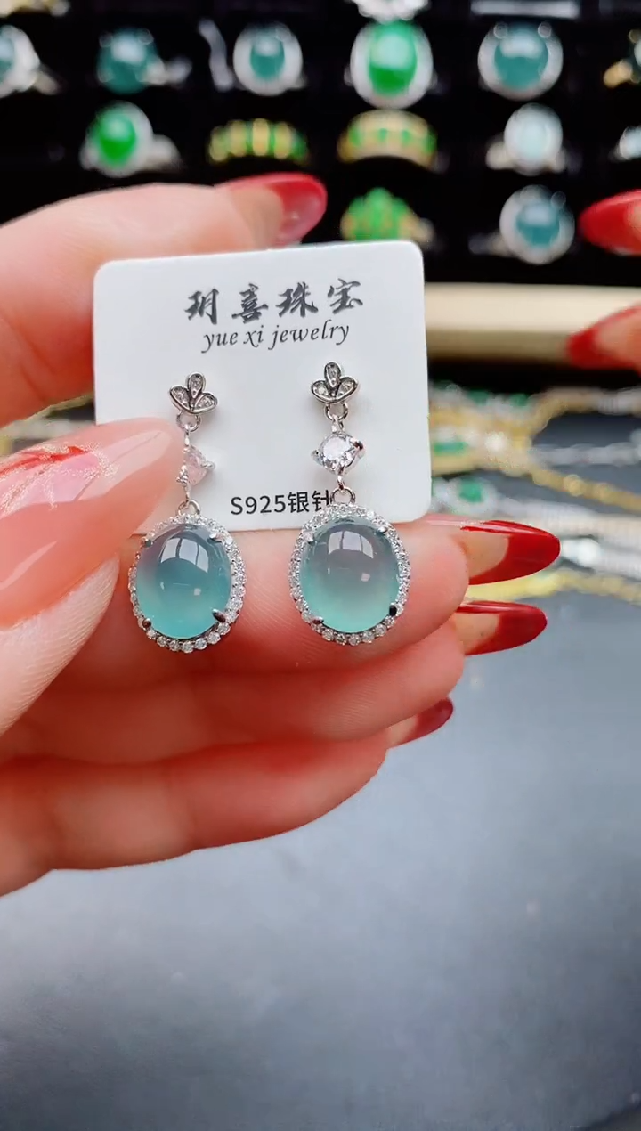 【闪购商品】翡翠耳饰银S925镶嵌0805508