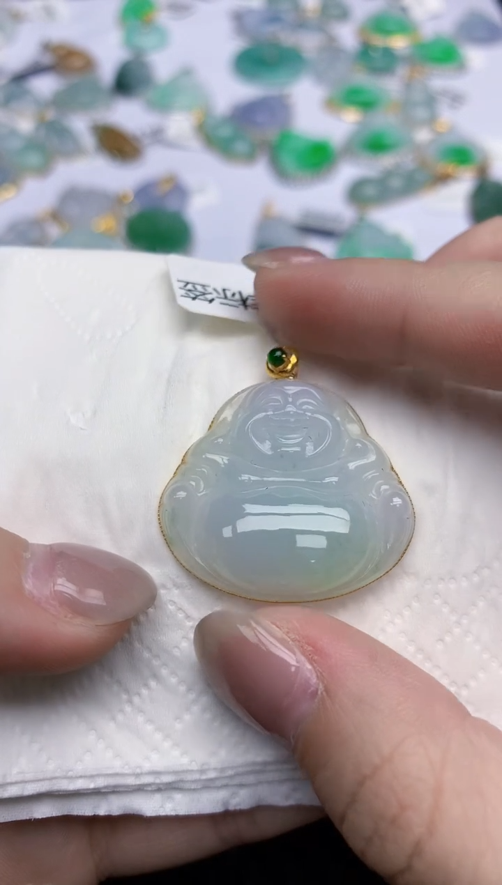 【闪购商品】翡翠颈饰18K金镶嵌天然翡翠A货