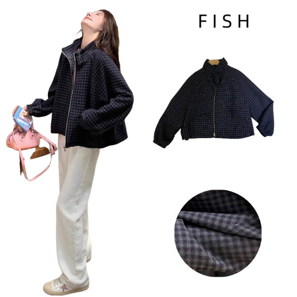 【样子】羊毛格子外套春装韩系极简50%羊毛