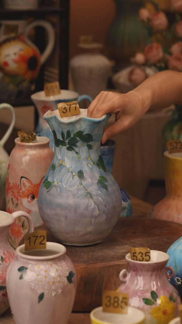 陶瓷377景德镇设计师手作花器摆件侘寂风