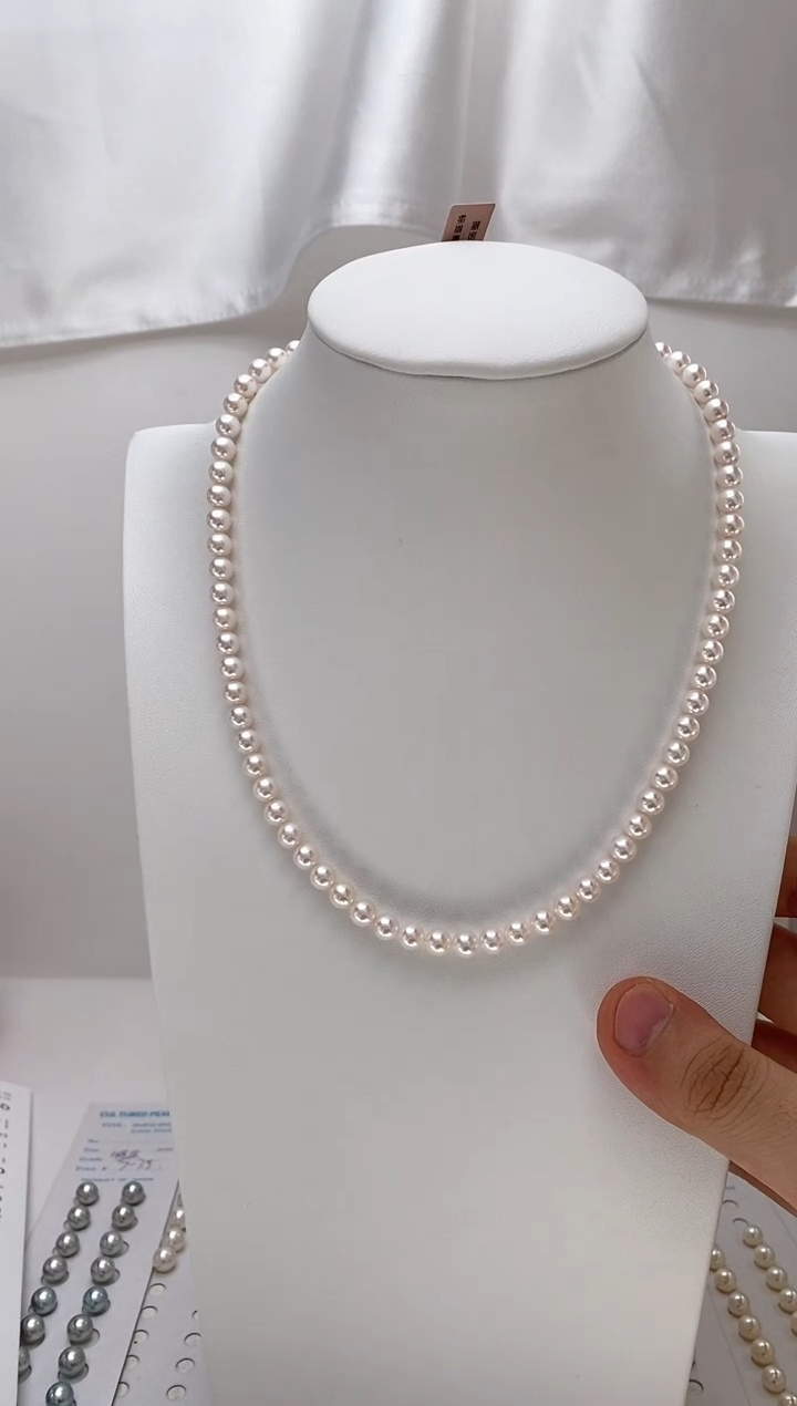 【闪购商品】海水珍珠项链未镶嵌5-6akoya樱花粉珠串