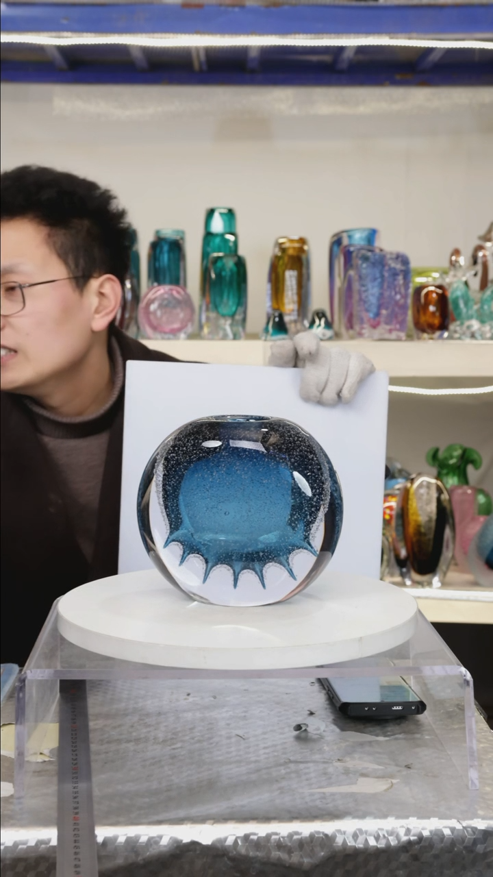 【闪购商品】琉璃【幻彩】高16精品琉璃正常手工痕迹