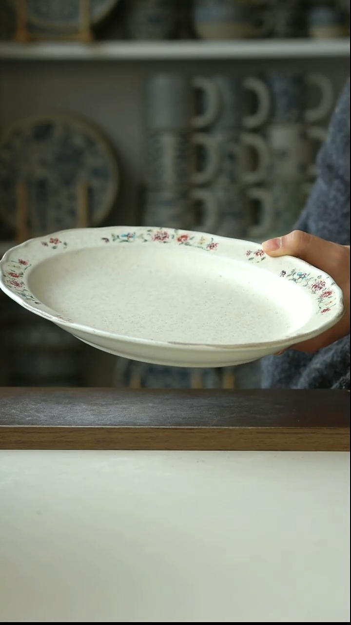 陶Hitable粉黛鱼盘27.5cm@4-2@