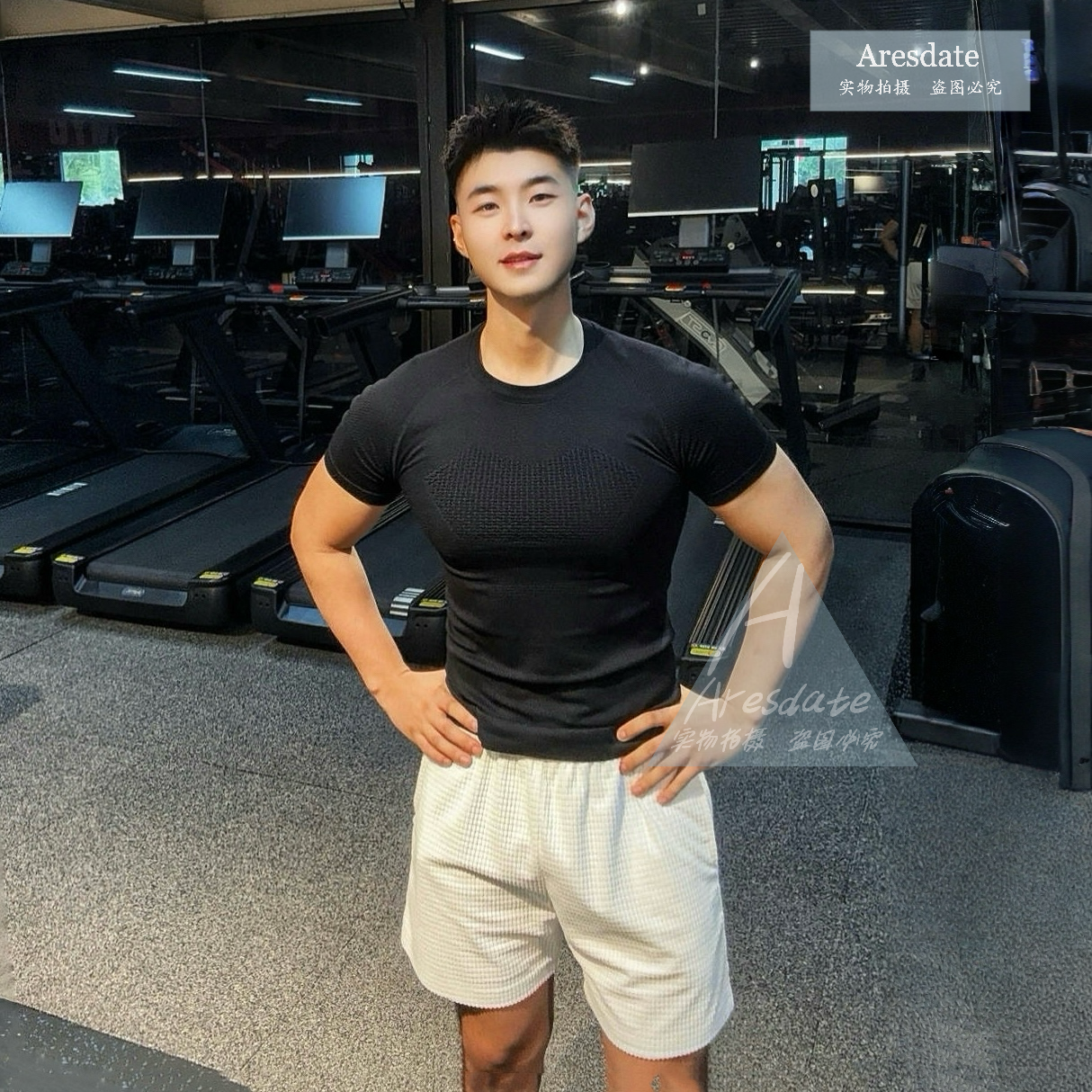 Aresdate（“核动力”同款T恤）跑步健身户外骑行紧身高弹透气压缩衣