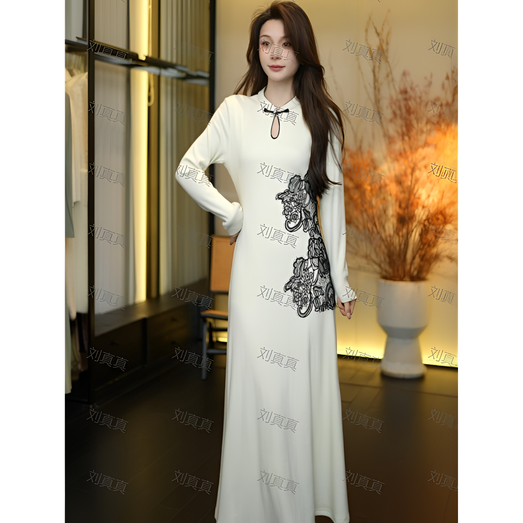 【刘真真】Z1073冬季羊毛新款时尚法式轻奢贵气连衣裙PL