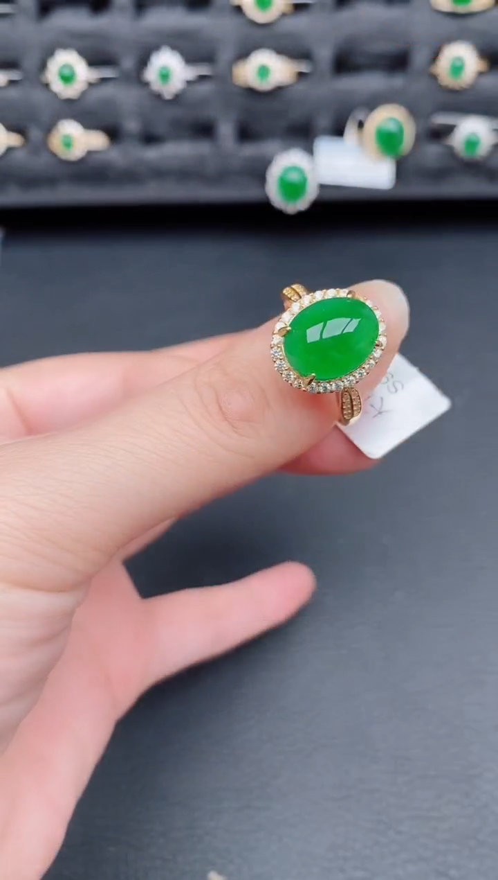 银S925镶嵌戒指翡翠天然a货翡翠120
