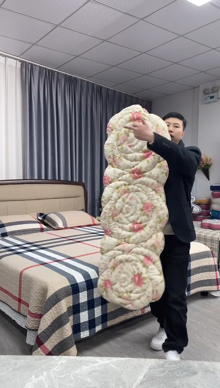 棉梅花三连坐垫（棉麻）