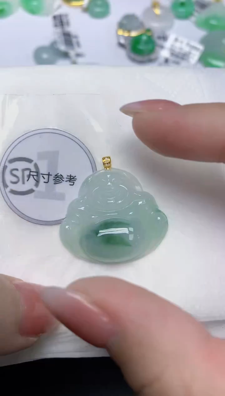 颈饰18K金镶嵌翡翠天然缅甸翡翠A货百元以上9元证书费自理