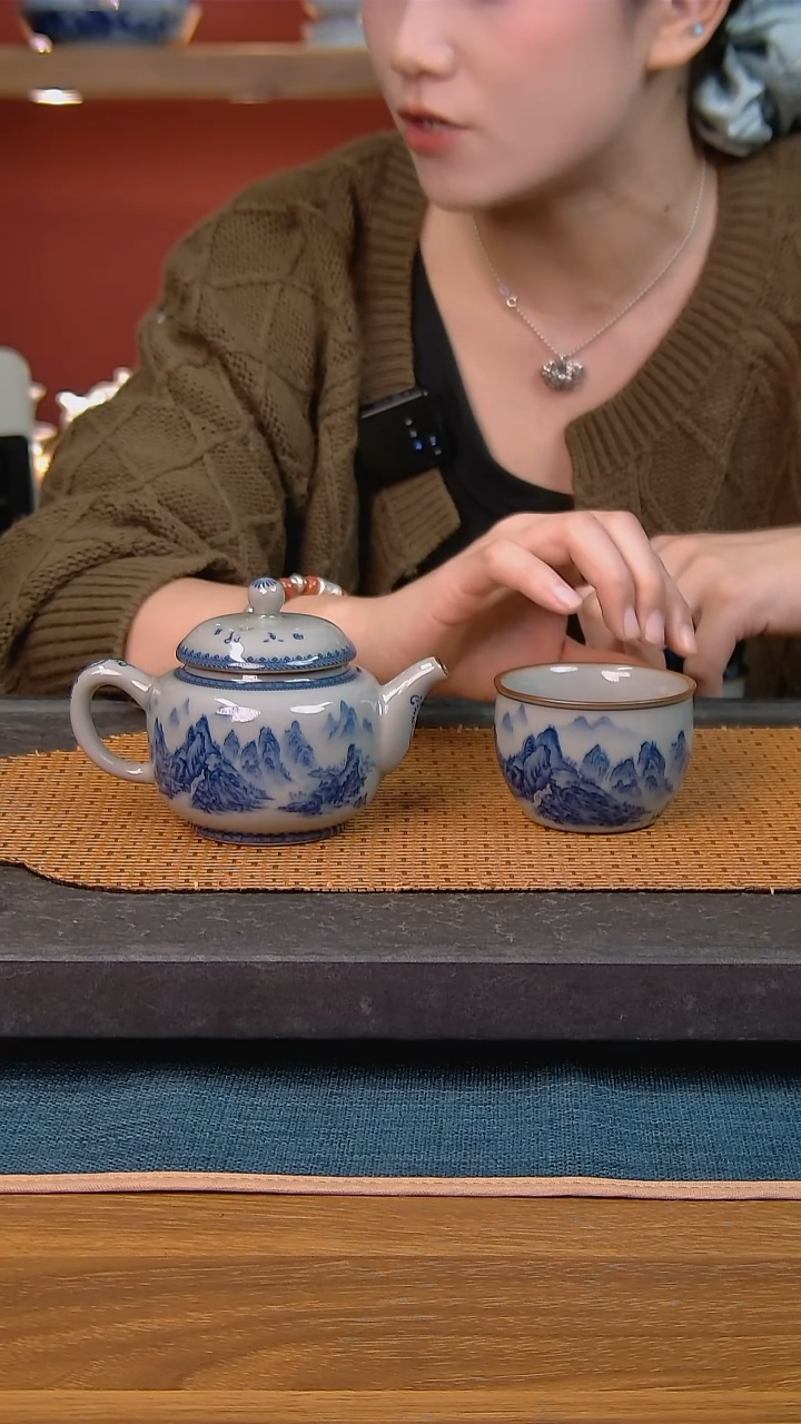 简装家用款2件套 老陶泥开片纹陶瓷茶具