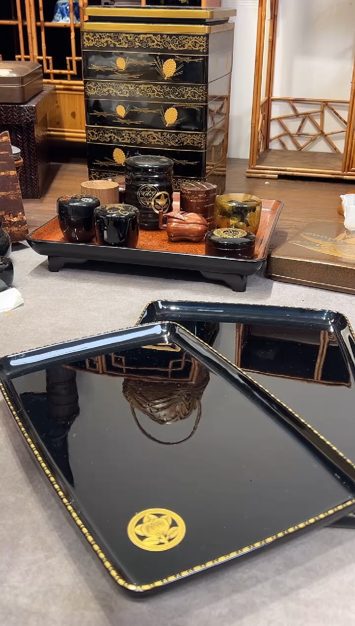 沈金茶盘 两片（作家器）