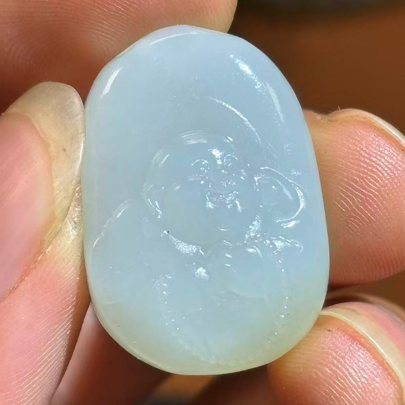 和田玉 俄白玉小佛公  