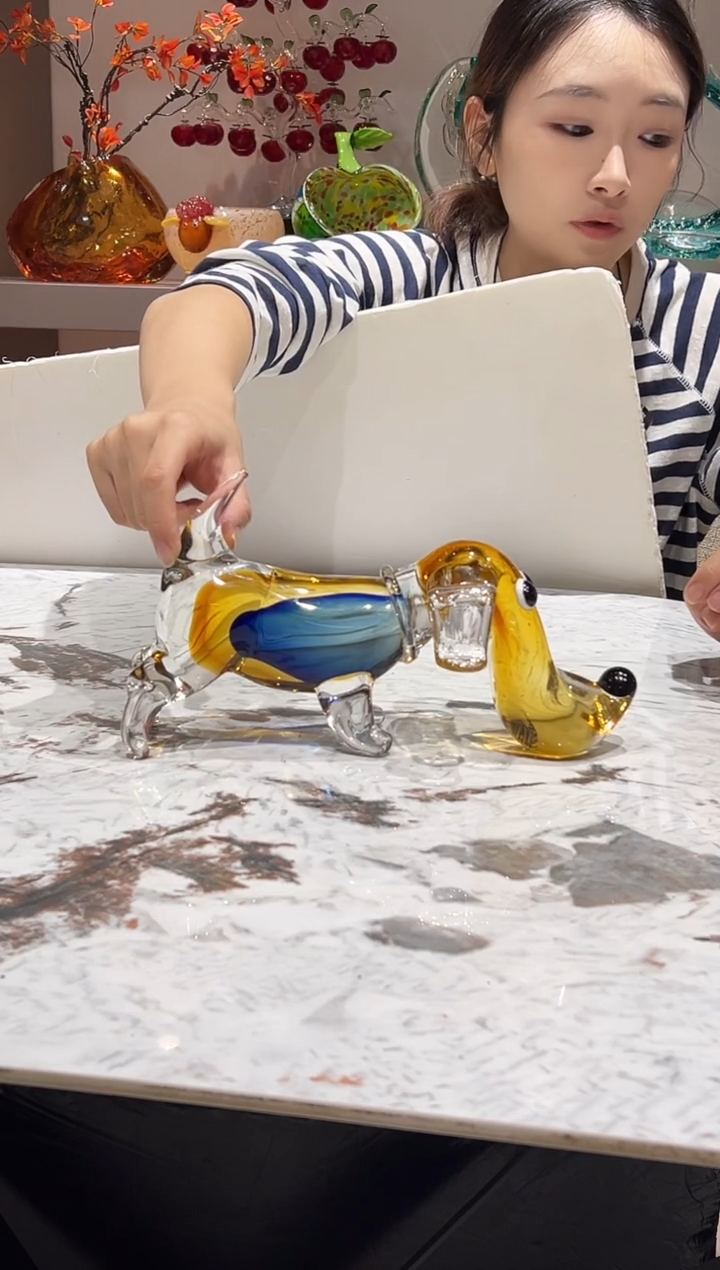 新款琉璃小狗摆件