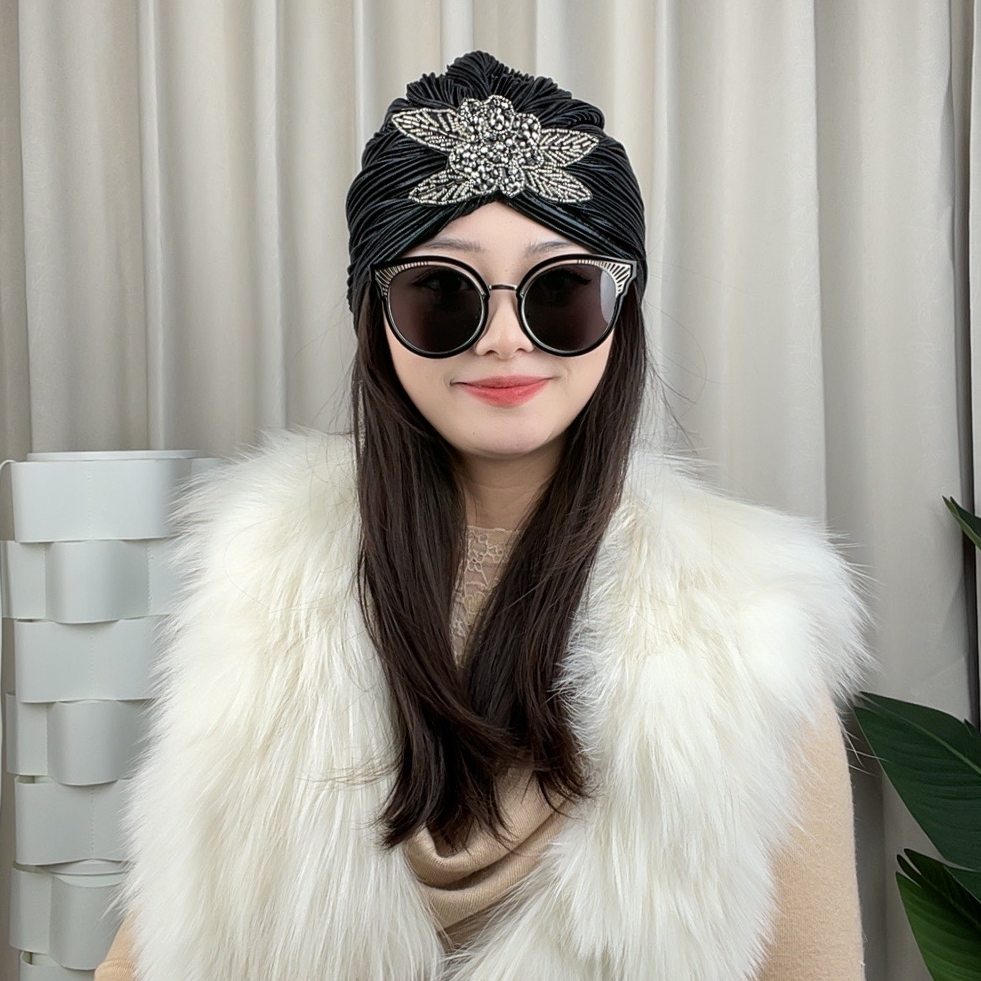 KELAODIKAIDA/新款包头帽遮盖白发神器经典时尚百搭镶钻个性女士