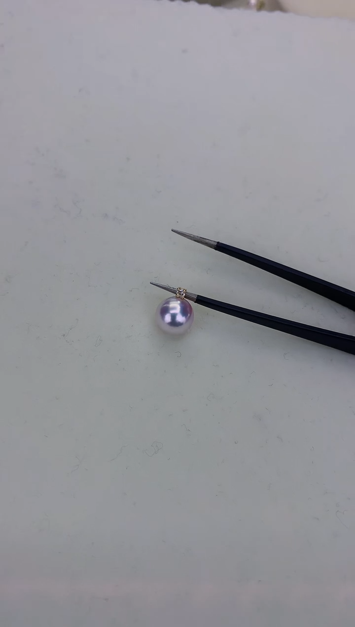 18K金镶嵌DA海水珍珠 GD164 9-9.5 钻石天女王妃吊坠赠银链