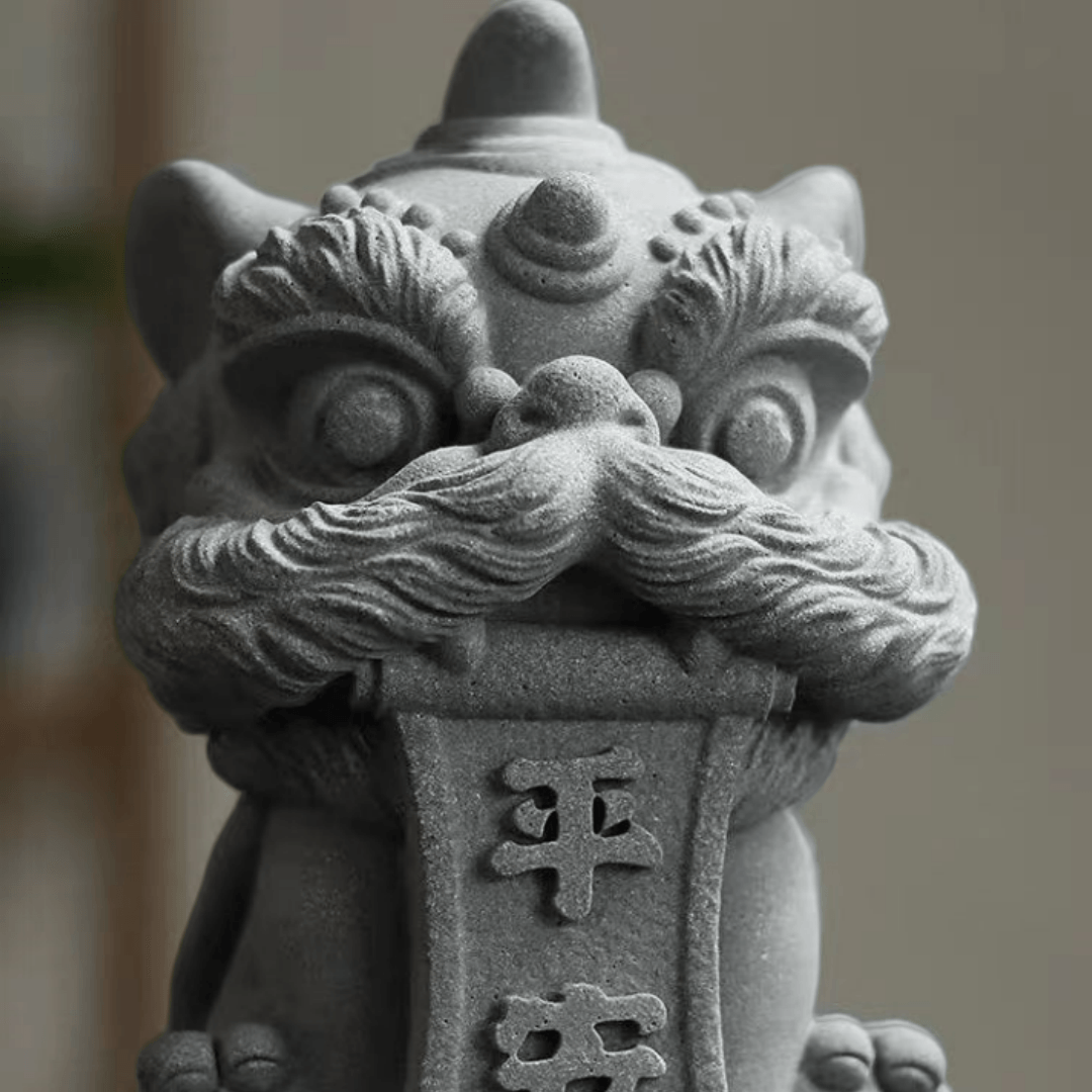 茶宠摆件精品迷你可养桌摆玄关创意茶宠水泥狮子平安喜乐可入鱼缸