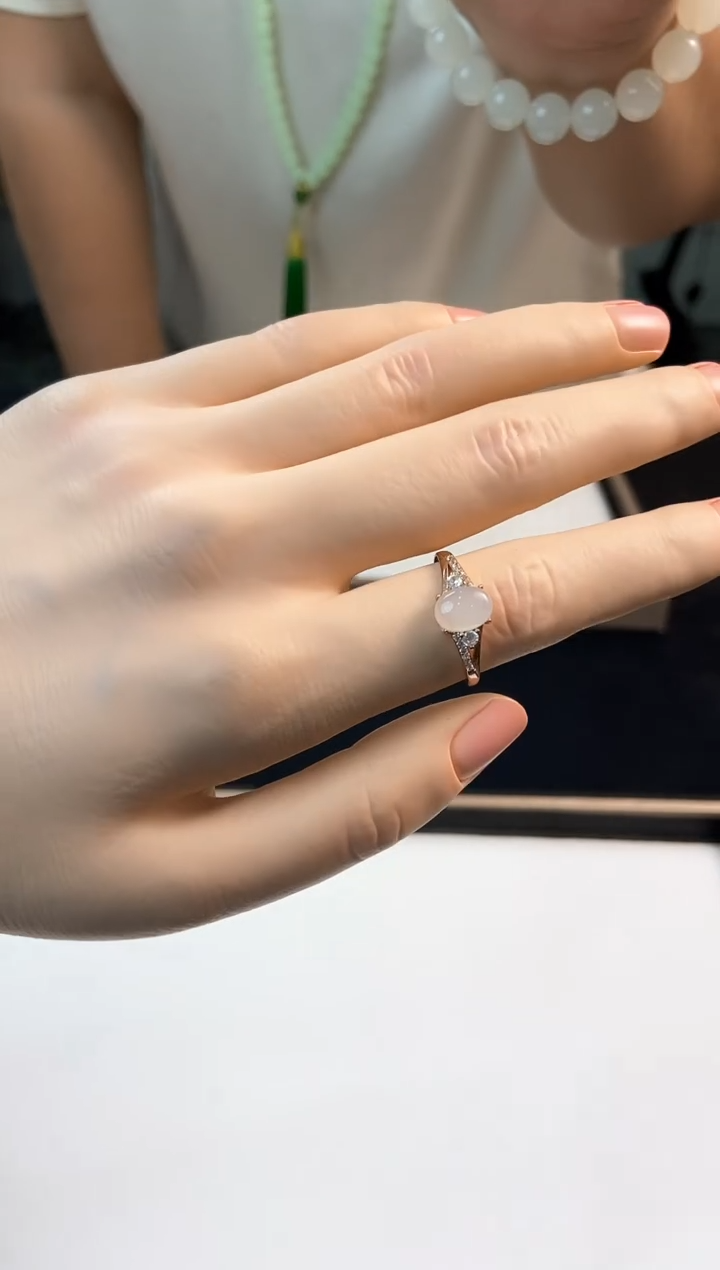 和田玉戒指银S925镶嵌天然和田玉银镶白玉戒指 01