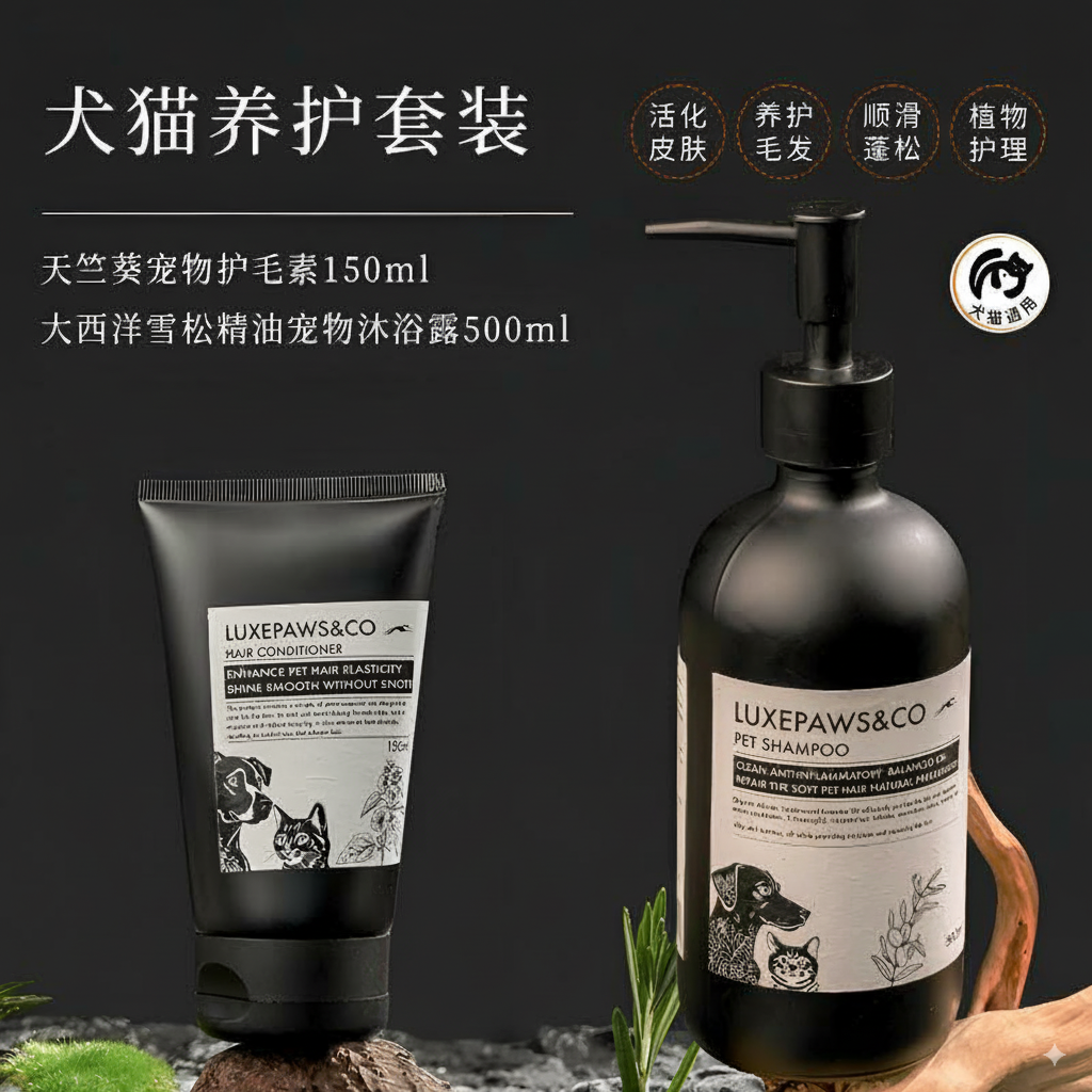 宠物家庭精油洗护套装狗狗猫咪柔顺持久蓬松除味抑菌提亮毛色