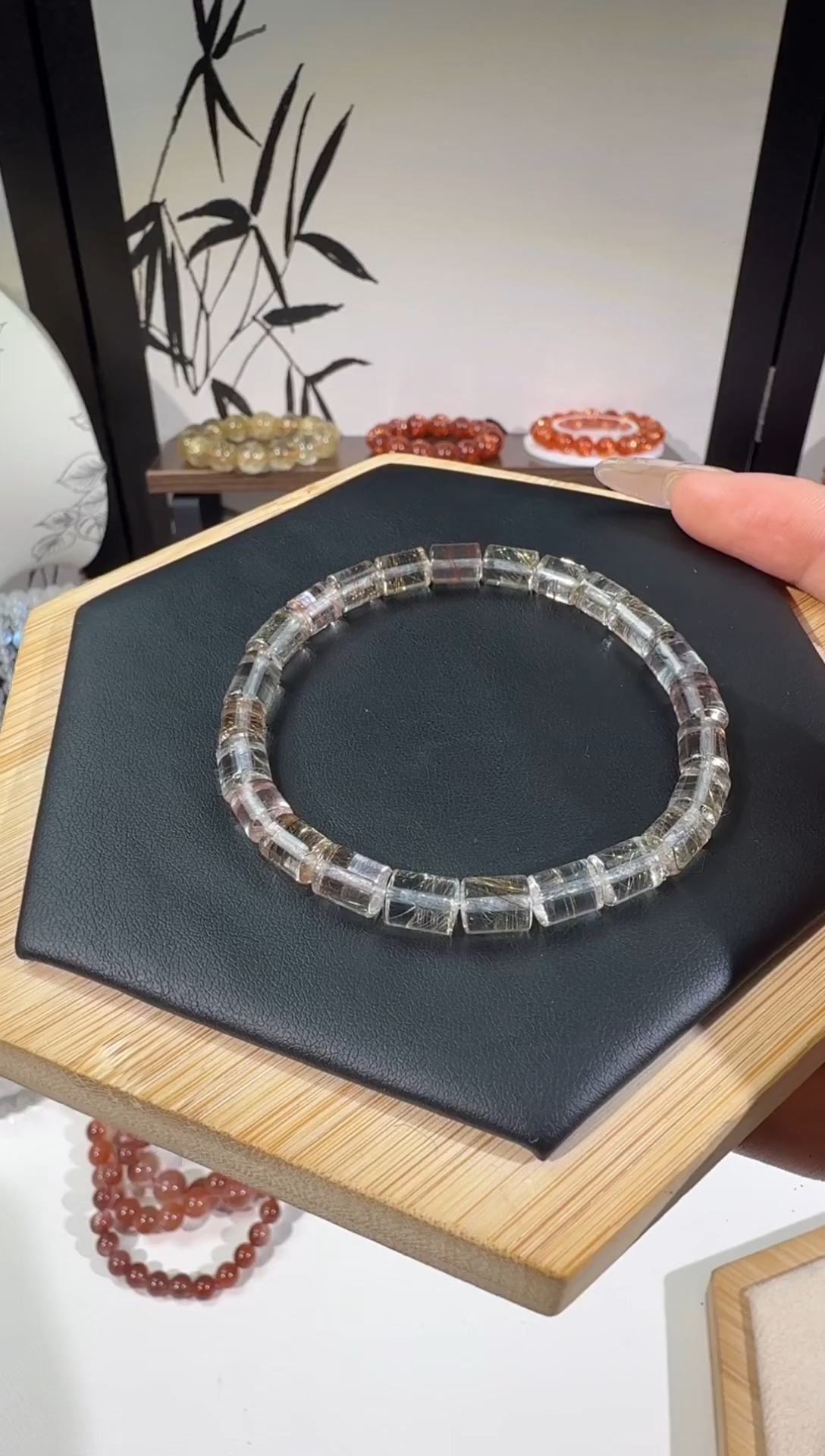 水晶摆件未镶嵌银发铜发金发桶珠手串