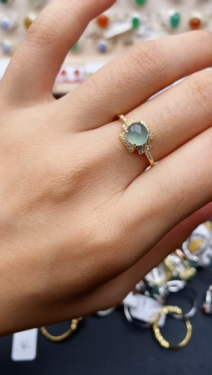 【闪购商品】翡翠戒指银S925镶嵌缅甸翡翠