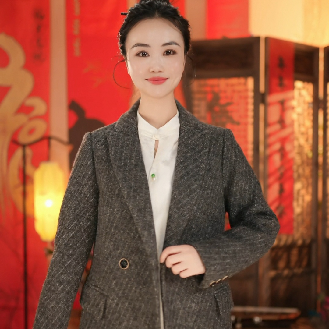 【东方婵韵】秋冬款羊毛气质中长款大衣 DFCYZJ200A28