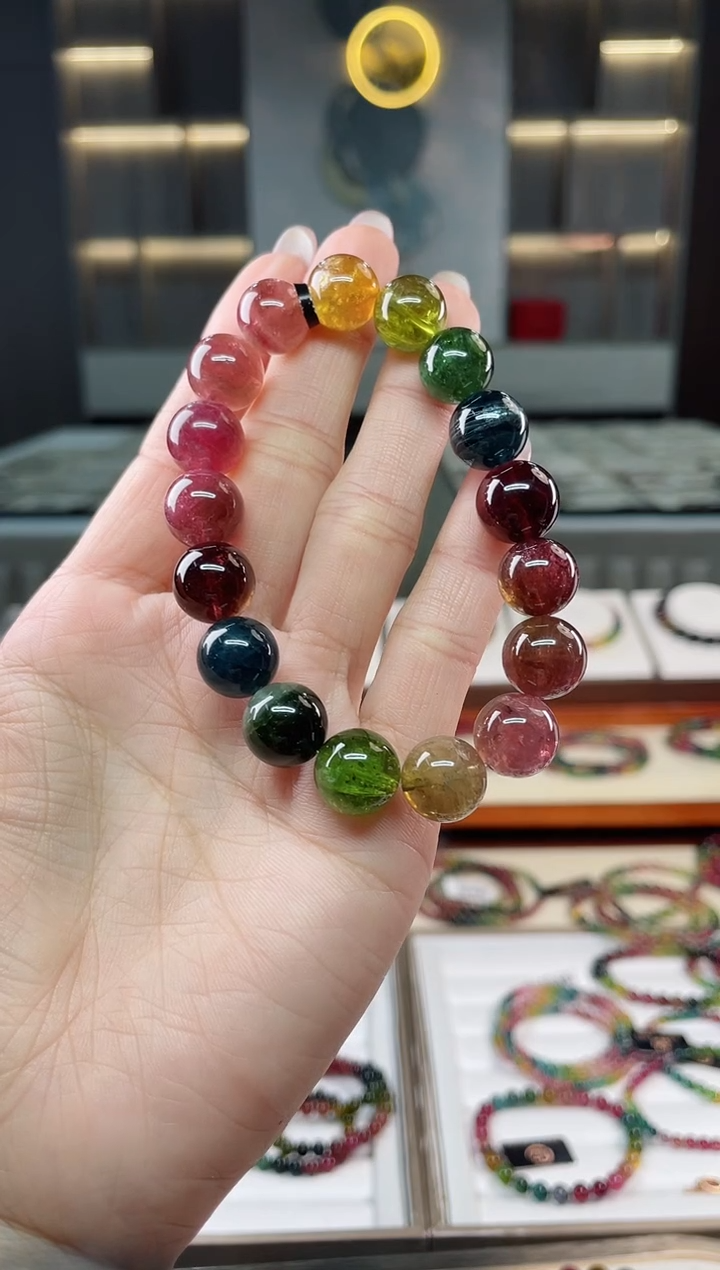 未镶嵌老矿碧玺单圈手串12mm+碧玺（多样性发一条）T