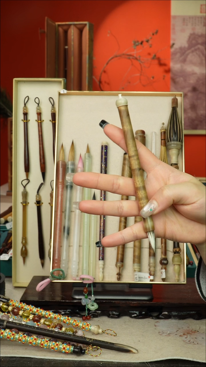 395号闪孤品高货毛笔链接 清水试笔 蘸墨不退