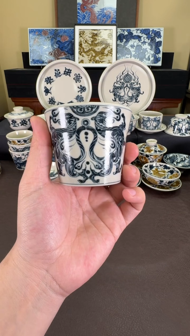 【闪购商品】二号釉虎符纹冰桶杯