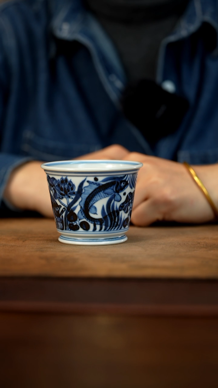 【闪购商品】青花鱼藻纹可乐杯