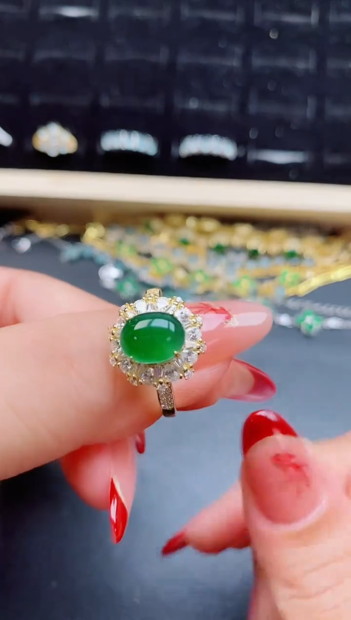 【闪购商品】翡翠戒指银S925镶嵌508500