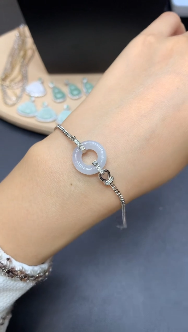 【闪购商品】翡翠手链银S925镶嵌甜甜圈【多样性发其一】