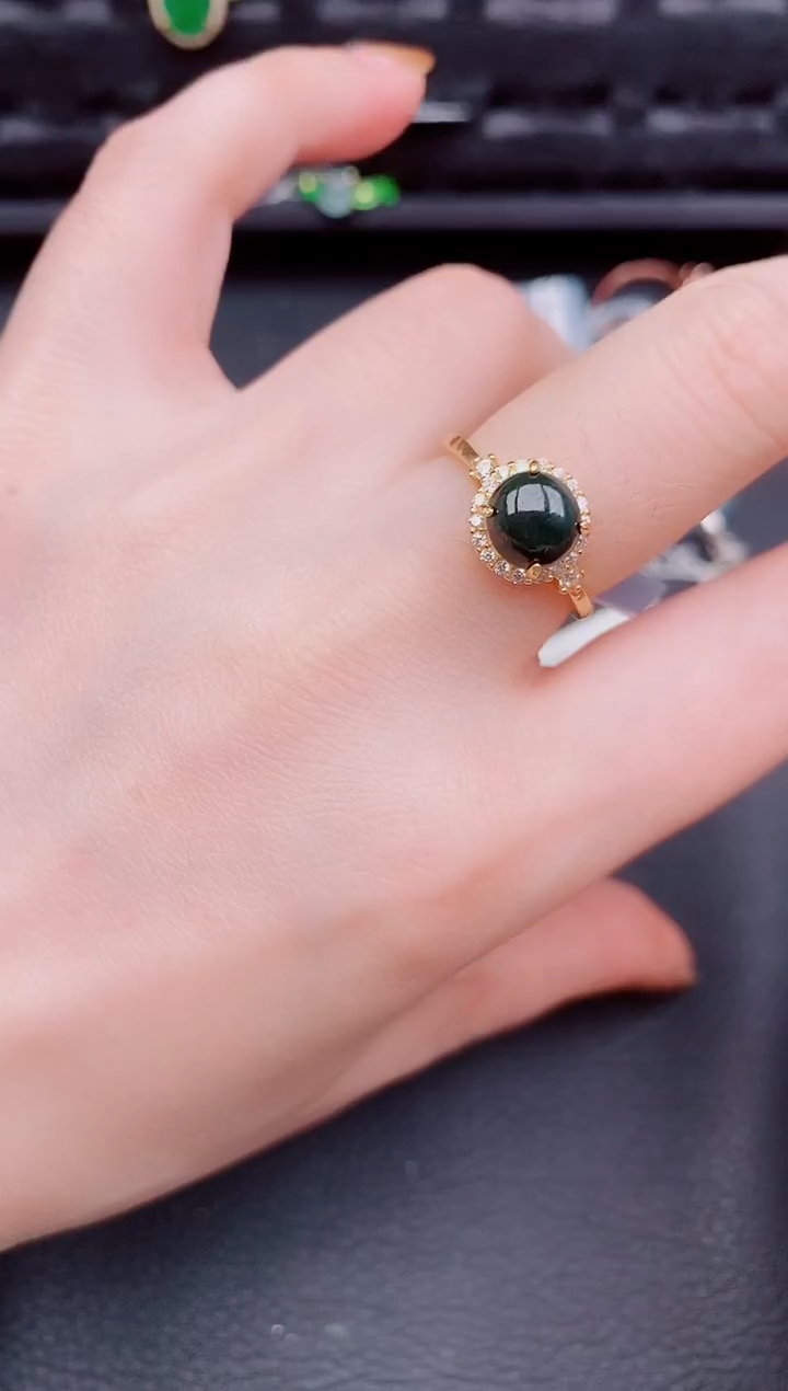 【闪购商品】翡翠戒指银S925镶嵌天然a货翡翠731