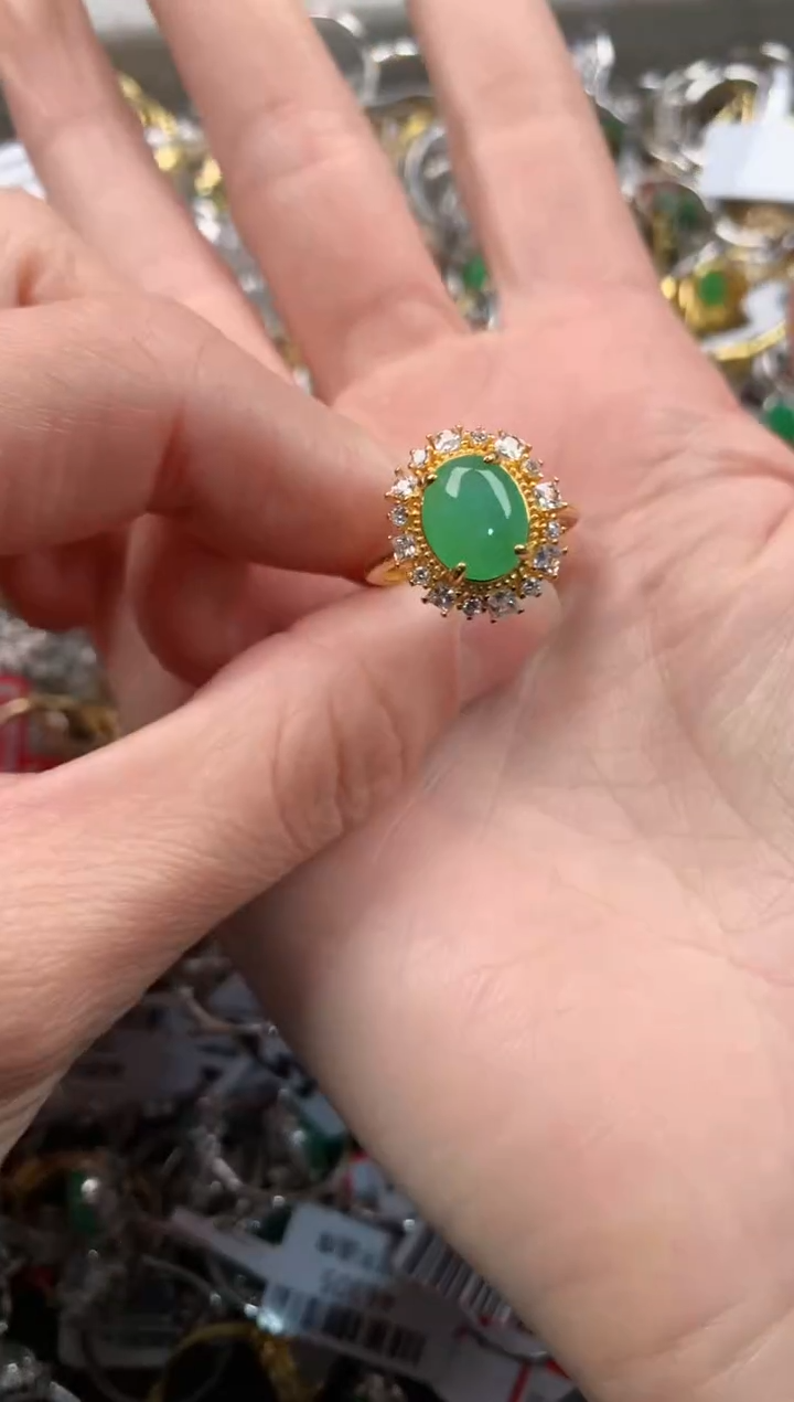 银S925镶嵌戒指翡翠777     3