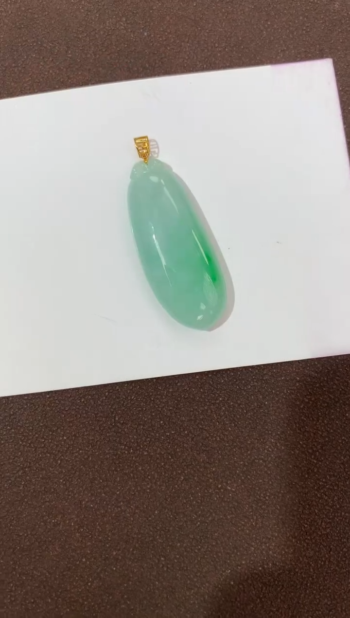 【闪购商品】翡翠颈饰18K金镶嵌天然缅甸a货翡翠