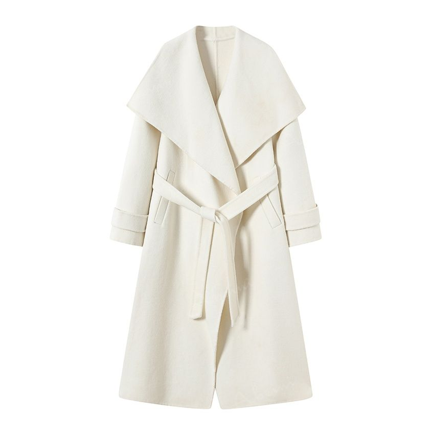 2025气质时尚大翻领秋冬长款大衣双面外套韩版羊毛大衣