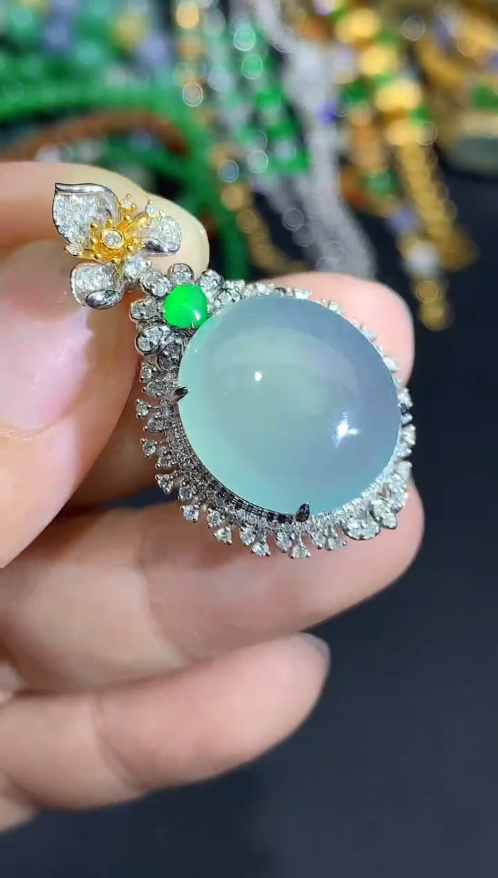 翡翠18K金镶嵌颈饰625-春日珠宝