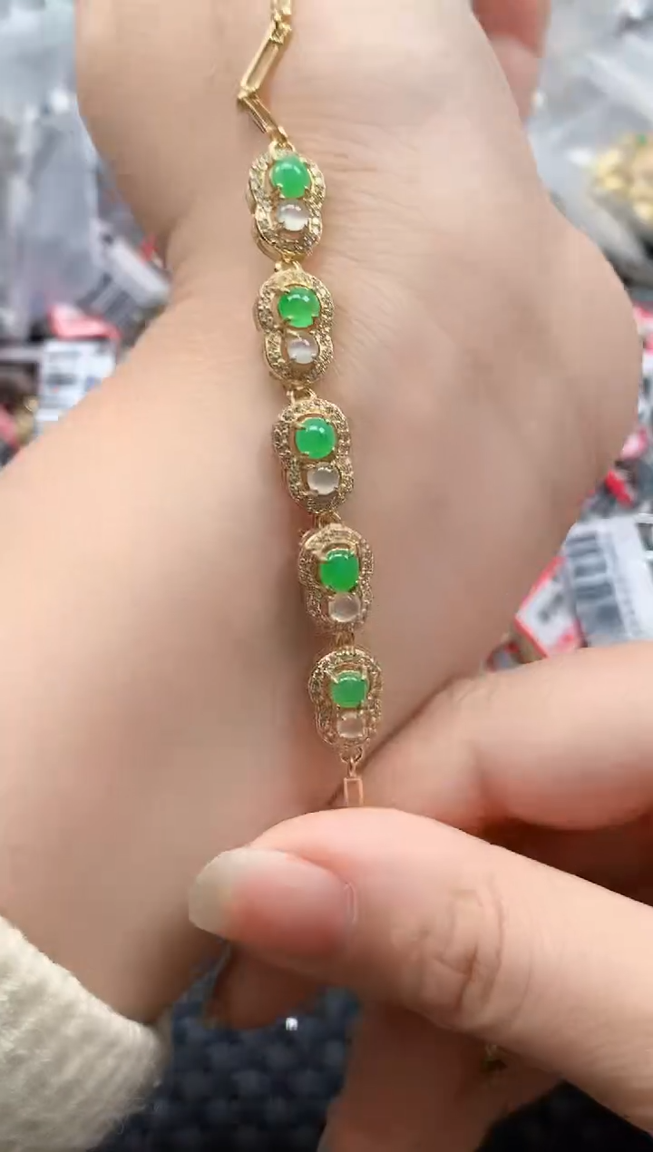 银S925镶嵌戒指翡翠天然A货缅甸翡翠