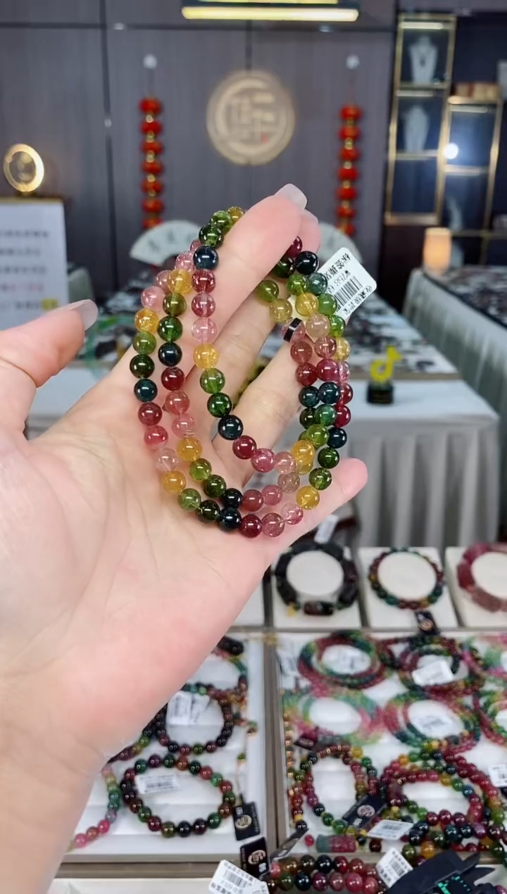 收藏级老矿碧玺三圈手串6mm+未镶嵌碧玺 hon多样性发货一条