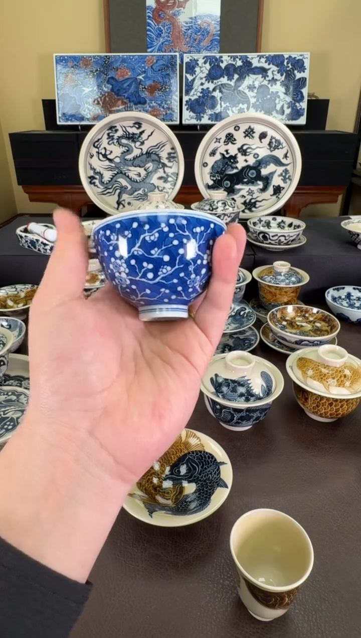 【闪购商品】瓷片羿器窑冰梅鸡心杯