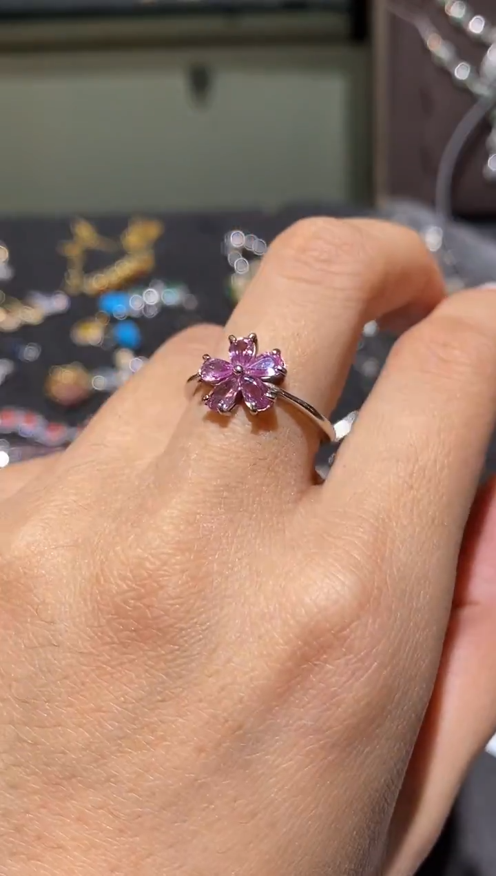 戒指蓝宝石银S925镶嵌戒指