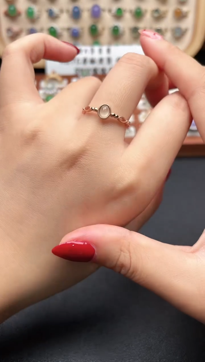 银S925镶嵌戒指翡翠一物一证一礼盒