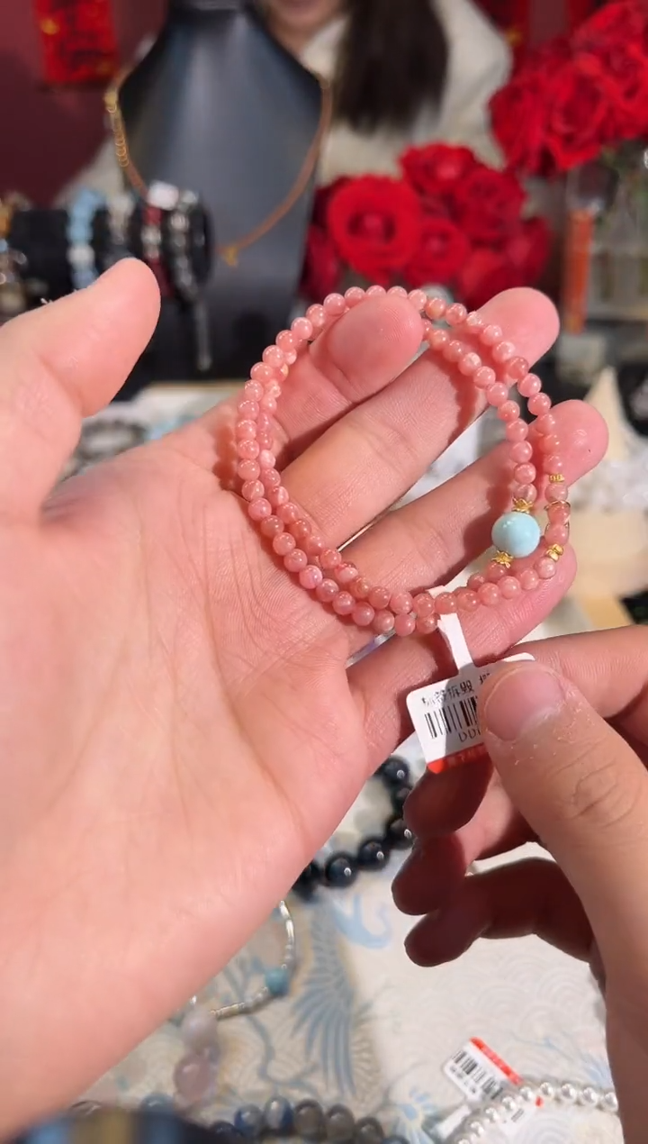 【闪购商品】菱锰矿（红纹石）手绳银S925镶嵌Q843多样性发货一件