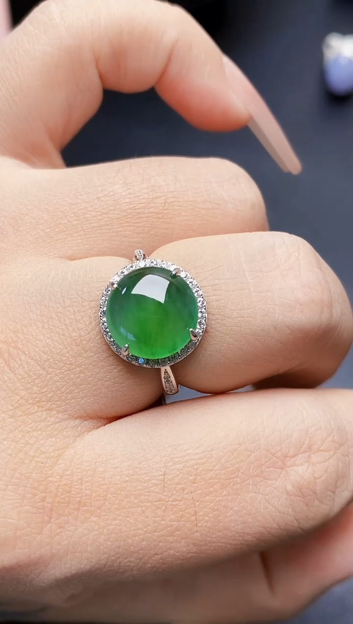 银S925镶嵌戒指翡翠0108