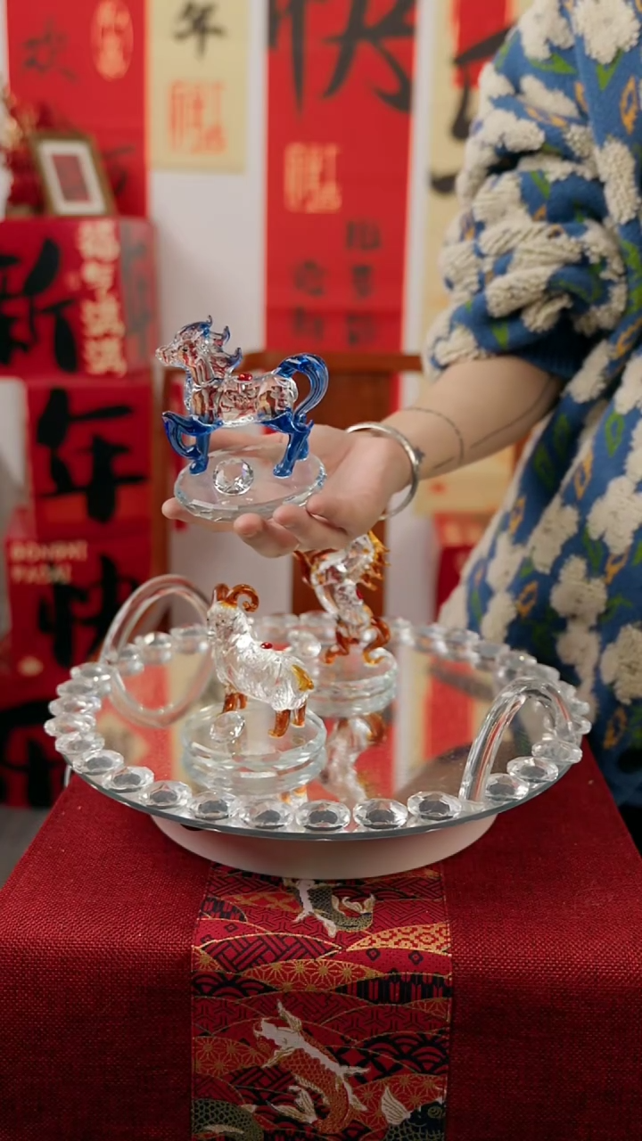 【闪购商品】琉璃拉丝蓝底马摆件