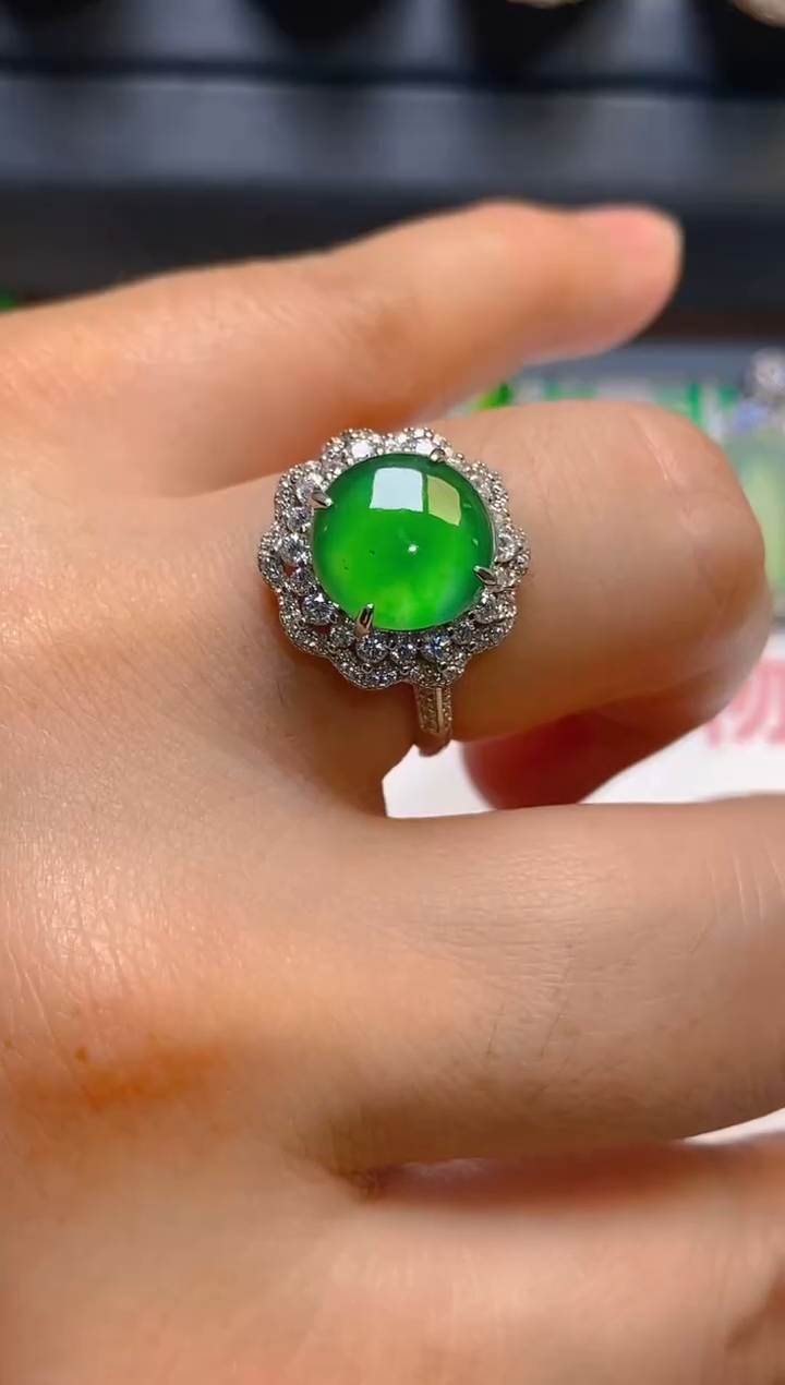 【闪购商品】翡翠耳饰银S925镶嵌天然A货翡翠1