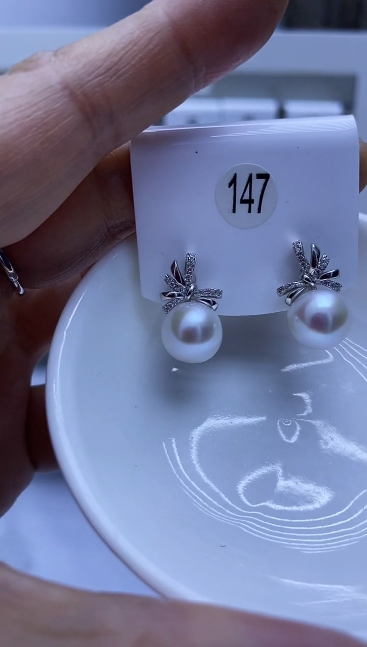 银S925镶嵌耳饰淡水珍珠147