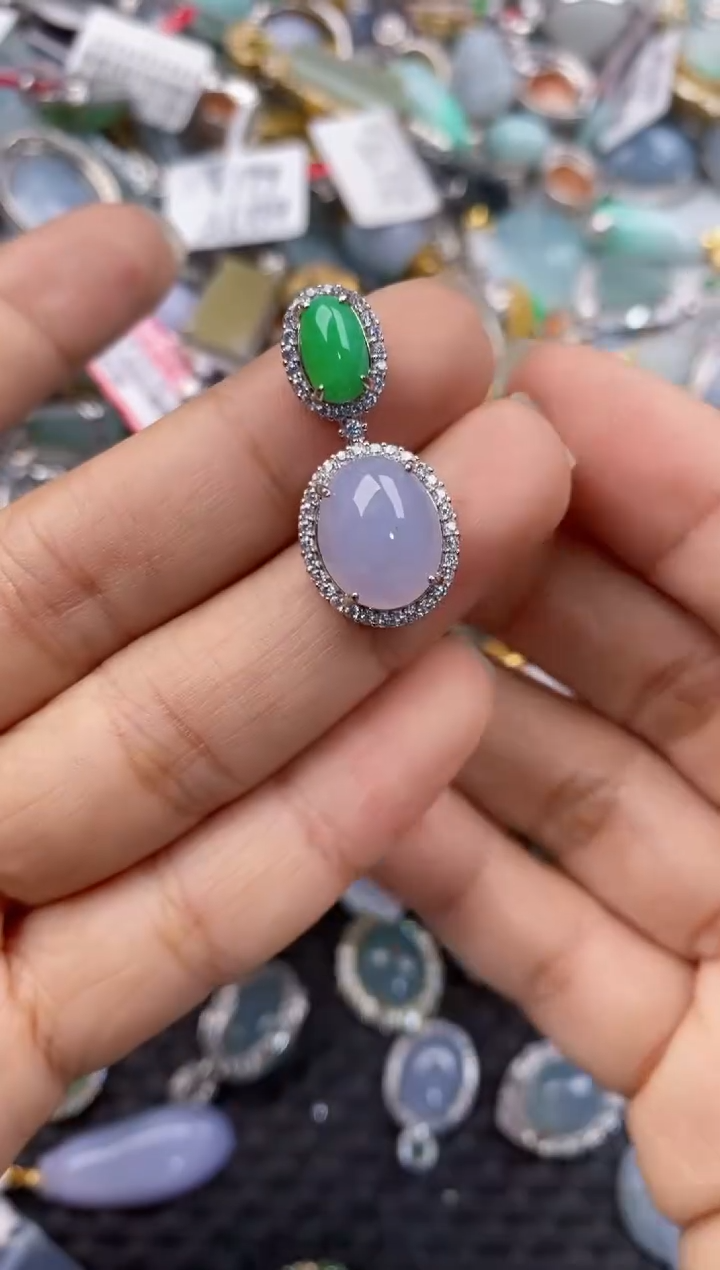 银S925镶嵌戒指翡翠666----6