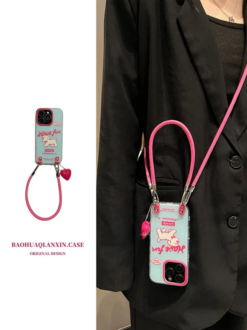 ins蓝底英文线条小狗适用苹果16promax手机壳iPhone15pro防摔14新