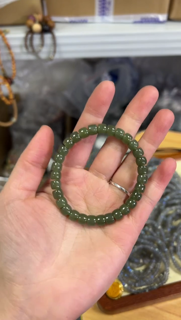 【闪购商品】和田玉手链未镶嵌和田玉湖水绿精工直切手链