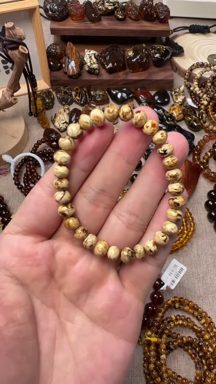 【闪购商品】琥珀手串未镶嵌抚顺琥珀7mm干白花手串