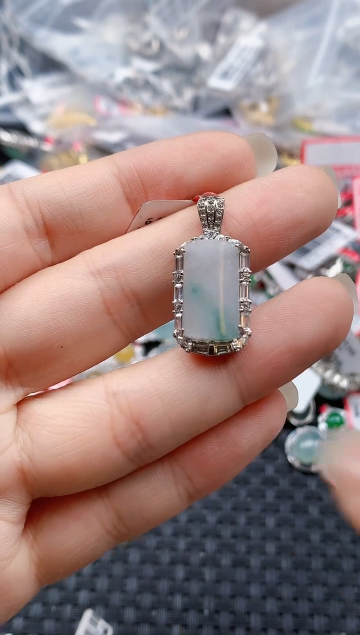 银S925镶嵌戒指翡翠天然A货缅甸翡翠